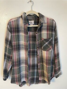 Textured colorful plaid button up NY Jeans size large